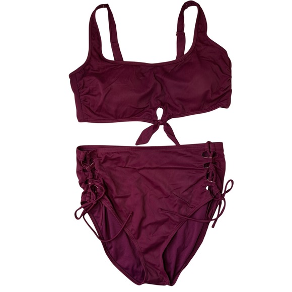 Allure By IMG Womens Plus Size Two Piece Swimwear In Magenta Bikini 2XL 20/22 - Picture 1 of 16